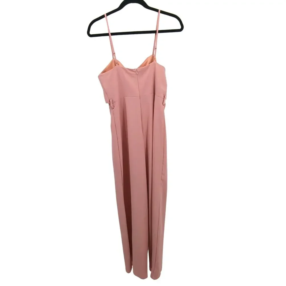 Showpo Women’s Size 4 Jumpsuit Balletcore Draped Pink Wide Leg Feminine Romantic